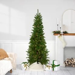 6.5' Pre-Lit Canadian Pine Artificial Pencil Christmas Tree - Clear Lights