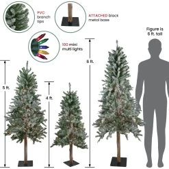 Set Of 3 Pre-Lit Slim Flocked Alpine Artificial Christmas Trees 6' - Multicolor Lights -Christmas Decoration Store northlight v27441 4 50818.1667572688