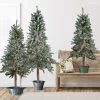 Set Of 3 Pre-Lit Slim Flocked Alpine Artificial Christmas Trees 6' - Multicolor Lights -Christmas Decoration Store northlight v27448 1updated 82515.1667572687