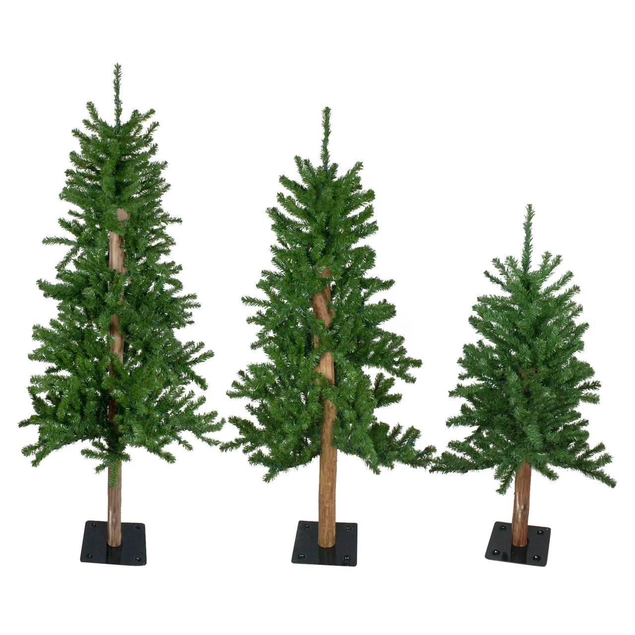 Set Of 3 Alpine Artificial Christmas Trees 4', 5' And 6' - Unlit 3 Set Of 3 Alpine Artificial Christmas Trees 4', 5' And 6' - Unlit