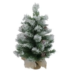 24" Flocked Pine Artificial Christmas Tree In Burlap Base - Unlit