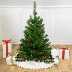3' Pre-Lit Canadian Pine With Pine Cones Artificial Christmas Tree - Clear Lights