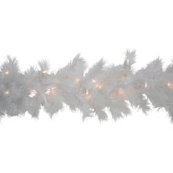 9' X 14" Pre-Lit White Alaskan Pine Artificial Christmas Garland, Warm White LED Lights -Christmas Decoration Store northlight v94180 04 02803.1684869192