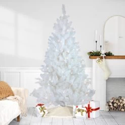 6.5' Pre-Lit White Alaskan Pine Artificial Christmas Tree, Warm White LED Lights