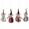 Set Of 4 Red And Gray Standing Mice Christmas Ornaments 5.5"