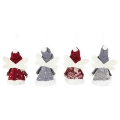 Set Of 4 Red And Gray Plush Angel Christmas Ornaments 4.25" -Christmas Decoration Store northlight wu94296 4 61462.1681148285