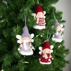 Set Of 4 Red And Gray Plush Angel Christmas Ornaments 4.25" -Christmas Decoration Store northlight wu94296 styled 2 98148.1681148284