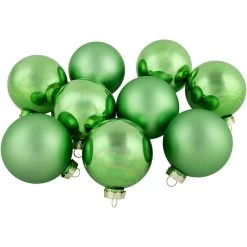 9ct Grass Green Finish Glass Christmas Ball Ornaments 2.5" (65mm)