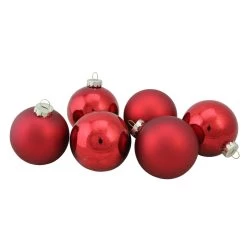 6ct Red Glass 2-Finish Christmas Ball Ornaments 3.25" (80mm) -Christmas Decoration Store northlight wy00750 3 80213.1667597284