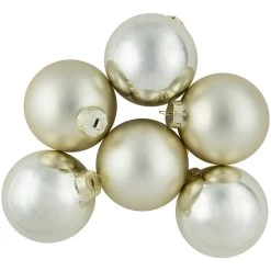 6ct Gold 2-Finish Glass Ball Christmas Ornaments 3.25" (80mm)
