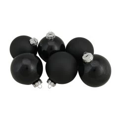 6ct Black Glass 2-Finish Christmas Ball Ornaments 3.25" (80mm) -Christmas Decoration Store northlight wy00763 3 93970.1667658628