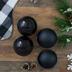4ct Black 2 Finish Glass Ball Christmas Ornaments 4" (100mm) -Christmas Decoration Store northlight wy00779 3 71901.1667659830