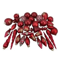 36ct Red And Gold Contemporary Asymmetrical Christmas Ornaments 8"