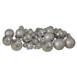 40ct Shiny And Matte Silver Glass Ball Christmas Ornaments 2.5"