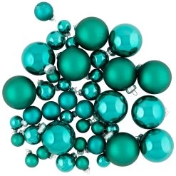 40ct Green 2- Finish Multiple Size Glass Ball Christmas Ornaments 7 40ct Green 2- Finish Multiple Size Glass Ball Christmas Ornaments -Christmas Decoration Store northlight wy04143 3 37758.1667489729