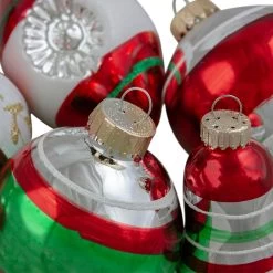 9ct Silver And Red Striped 2-Finish Glass Christmas Ornaments 3.25" 7 9ct Silver And Red Striped 2-Finish Glass Christmas Ornaments 3.25" -Christmas Decoration Store northlight wy27587 1 44986.1667572616