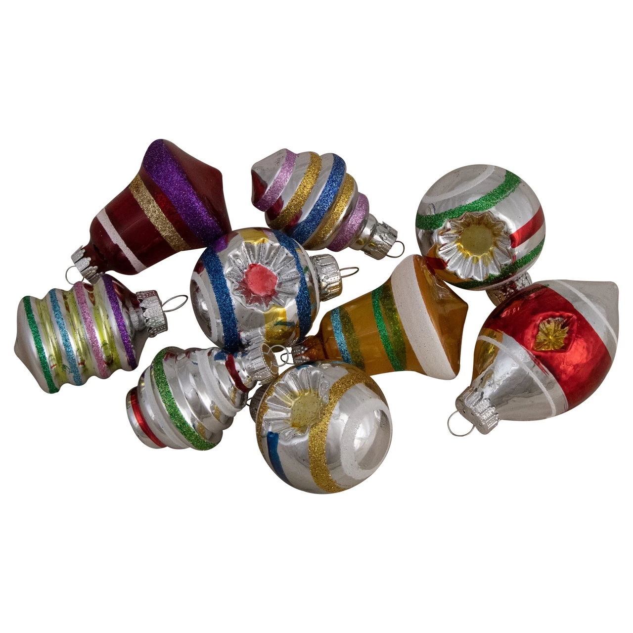 9ct Silver And Gold Glass 2-Finish Glittered Christmas Ornaments 2.5" 5 9ct Silver And Gold Glass 2-Finish Glittered Christmas Ornaments 2.5" - Image 3