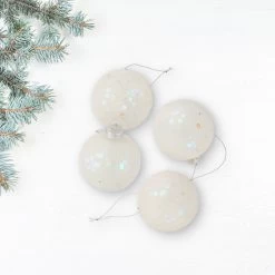 4ct White Sequined Shiny Christmas Ball Ornaments 2.75" (70mm) -Christmas Decoration Store northlight wy27608 3 19775.1667610671
