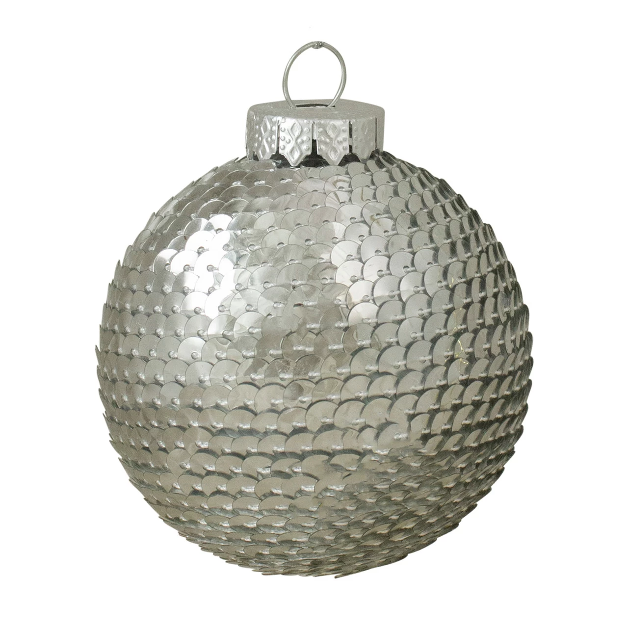 4ct Silver Sequin Christmas Ball Ornaments 2.75" (70mm) 4 4ct Silver Sequin Christmas Ball Ornaments 2.75" (70mm) - Image 2