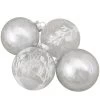 4ct Silver And Clear Glass 2-Finish Christmas Ball Ornaments 3.25-Inch (80mm)