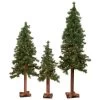 Set Of 3 Pre-Lit Woodland Alpine Artificial Christmas Trees 5' - Clear Lights