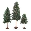 Set Of 3 Pre-Lit Slim Woodland Alpine Artificial Christmas Trees 5' - Multicolor Lights