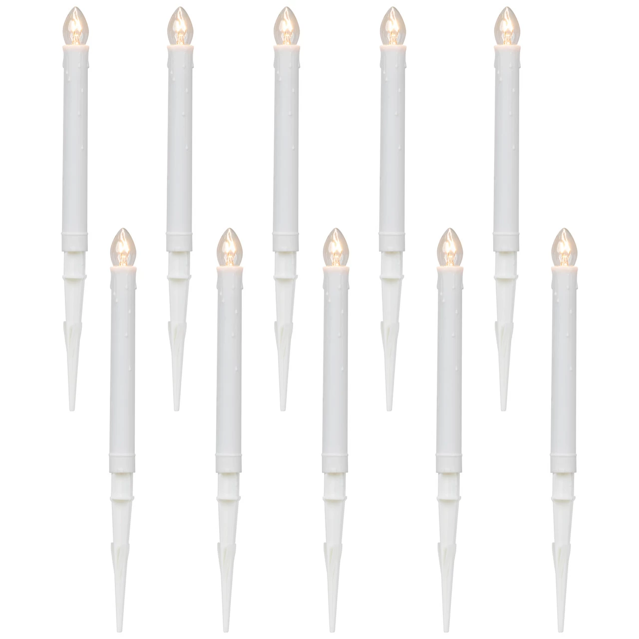 10-Count White C7 Candle Pathway Markers Christmas Lights, White Wire 4 10-Count White C7 Candle Pathway Markers Christmas Lights, White Wire - Image 2
