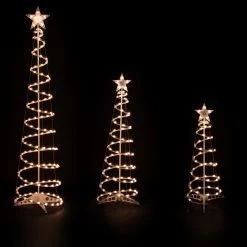 Set Of 3 Clear Lighted Spiral Christmas Trees - 3', 4', And 6'