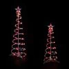 Set Of 2 Lighted Multi-Color Outdoor Spiral Christmas Cone Trees 4', 6'