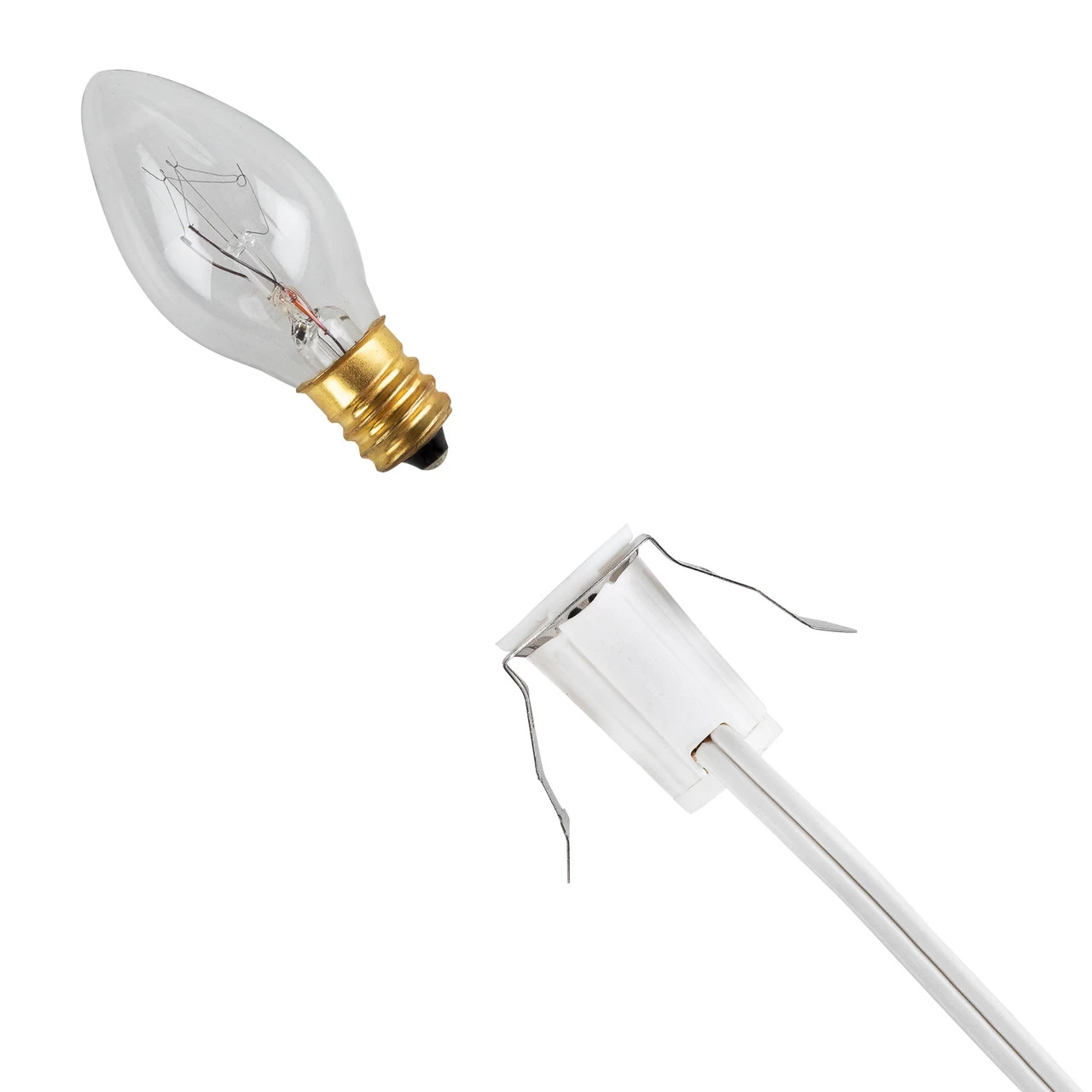 Christmas Village Replacement C7 Single Light Cord, 6' White Wire 6 Christmas Village Replacement C7 Single Light Cord, 6' White Wire - Image 4