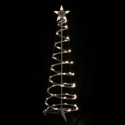 4ft LED Lighted Spiral Cone Tree Outdoor Christmas Decoration, Warm White Lights