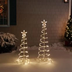 Set Of 2 LED Lighted Warm White Outdoor Spiral Christmas Cone Trees 3', 4' 8 Set Of 2 LED Lighted Warm White Outdoor Spiral Christmas Cone Trees 3', 4' -Christmas Decoration Store northlight ys92337 2 25003.1667530326