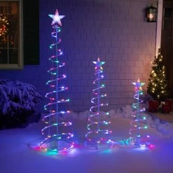 Set Of 3 LED Lighted Multi-Color Outdoor Spiral Christmas Cone Trees 3', 4', And 6' -Christmas Decoration Store northlight ys92338 2 57110.1667531699