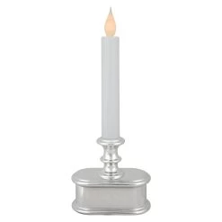 9.25" Pre-Lit LED White And Silver Lighted Christmas Candle Lamp