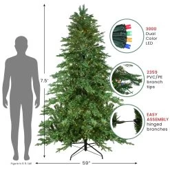 7.5' Pre-Lit Medium Mont Blanc Fir Artificial Christmas Tree - Dual Color LED Lights -Christmas Decoration Store northlight z16058 8 44425.1667573464