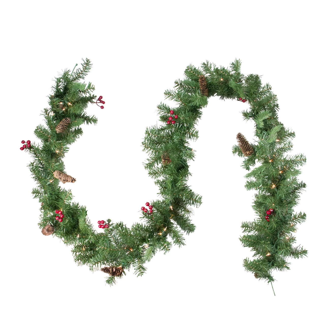 9' X 10" Pre-Lit Noble Fir With Berries Artificial Christmas Garland - Clear Lights 3 9' X 10" Pre-Lit Noble Fir With Berries Artificial Christmas Garland - Clear Lights