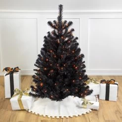 4ft Pre-Lit Black Noble Spruce Artificial Halloween Tree, Orange Lights -Christmas Decoration Store northlight z92380 4 49617.1669140864