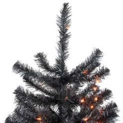 6ft Pre-Lit Black Noble Spruce Artificial Halloween Tree, Orange Lights -Christmas Decoration Store northlight z92382 2 use20for20z92379 z92381 11648.1667530283