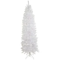 7.5' Pre-Lit Rapids White Pine Pencil Artificial Christmas Tree, Clear Lights