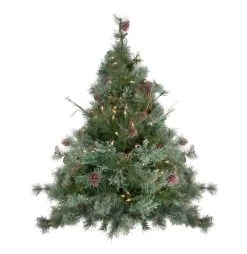 3' X 40" Pre-Lit Country Mixed Pine Artificial Christmas Wall Or Door Tree - Clear Lights