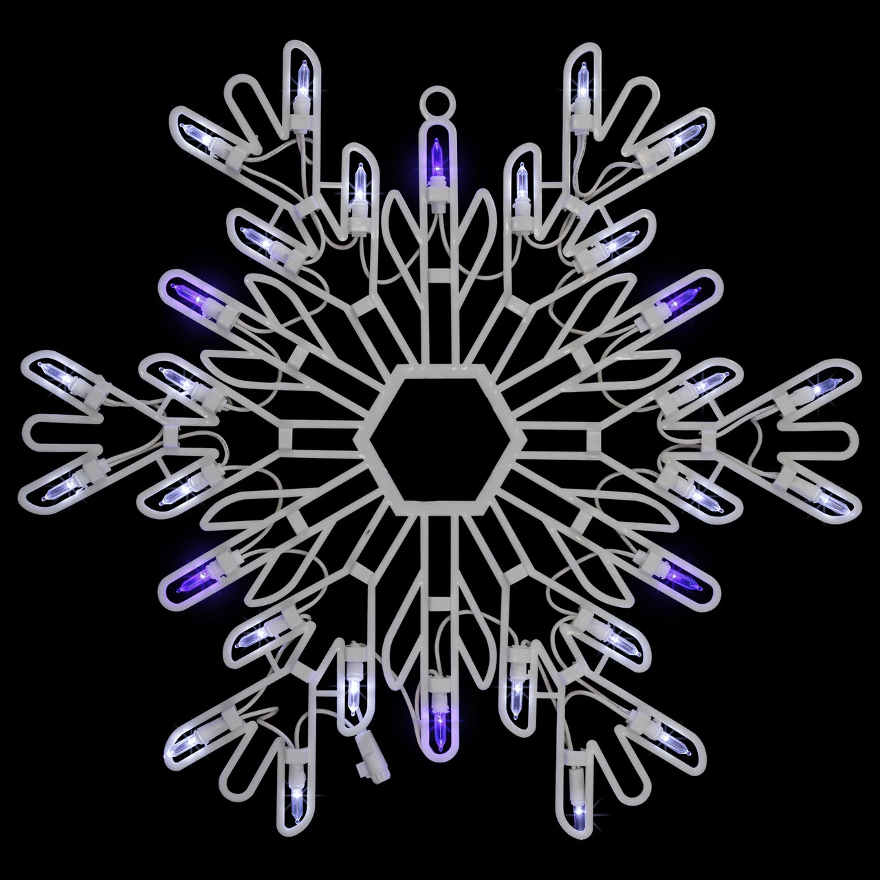 16" LED Lighted Pure White And Blue Snowflake Christmas Window Silhouette Decoration 3 16" LED Lighted Pure White And Blue Snowflake Christmas Window Silhouette Decoration
