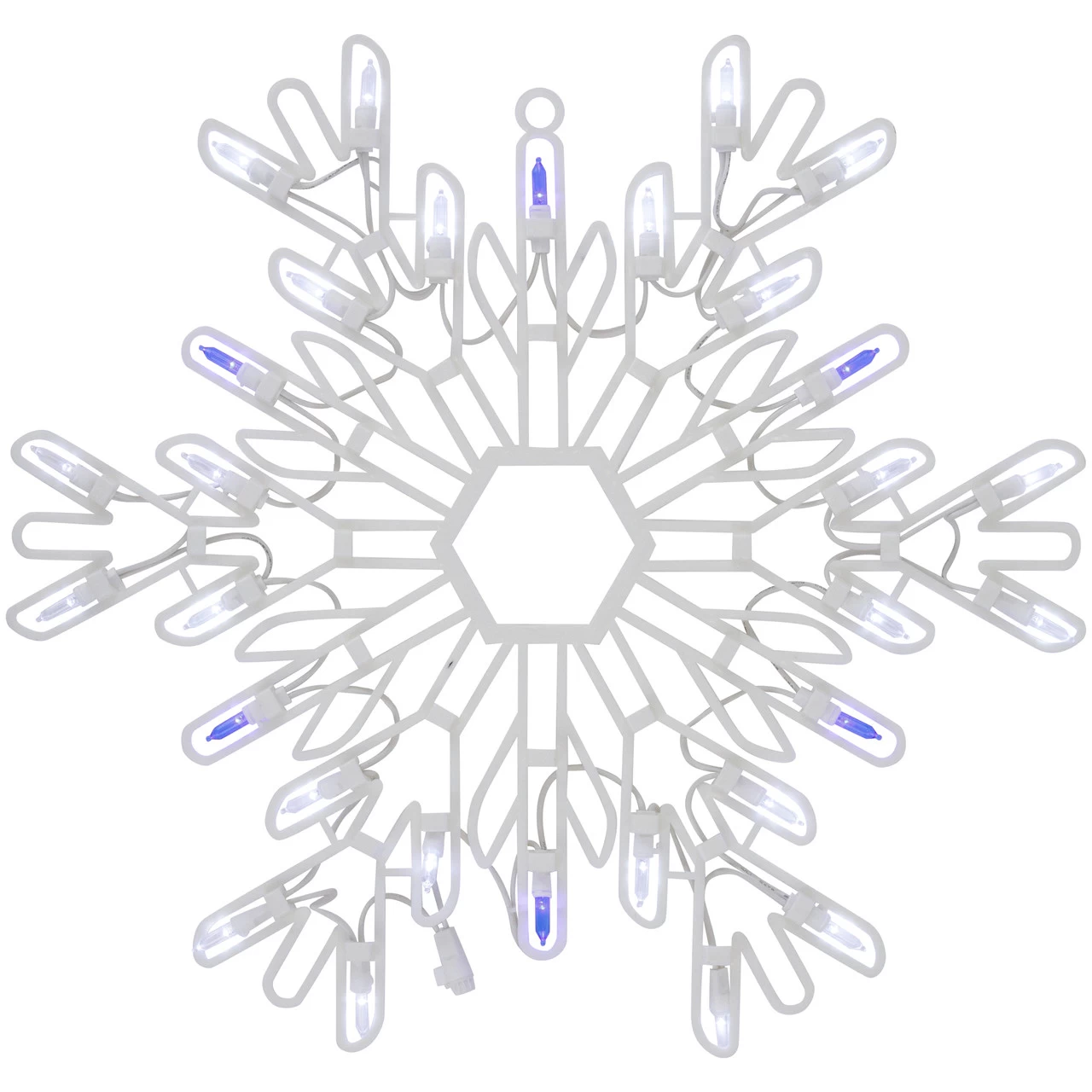 16" LED Lighted Pure White And Blue Snowflake Christmas Window Silhouette Decoration 5 16" LED Lighted Pure White And Blue Snowflake Christmas Window Silhouette Decoration - Image 3