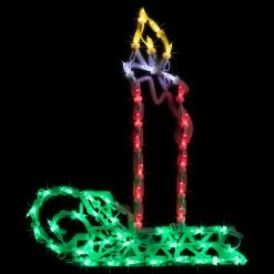 17.5" Red And Green LED Lighted Candle Christmas Window Silhouette Decor
