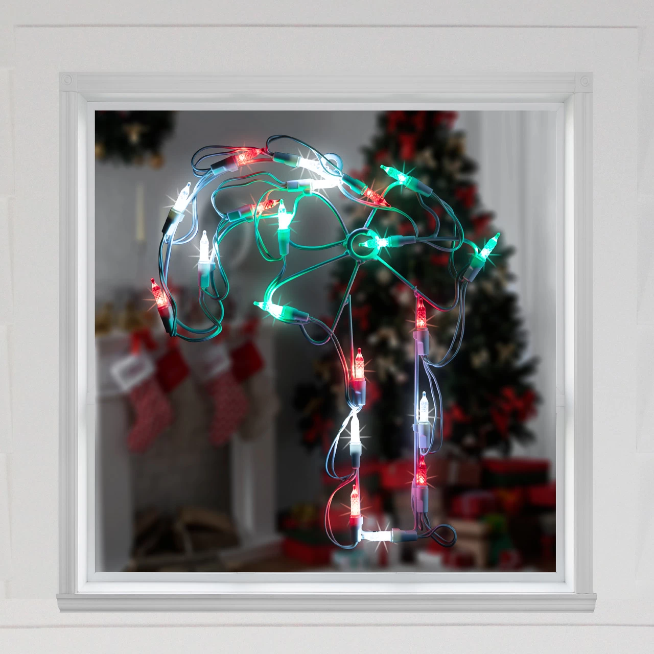 12" Battery Operated LED Candy Cane Christmas Window Silhouette Decoration 5 12" Battery Operated LED Candy Cane Christmas Window Silhouette Decoration - Image 3