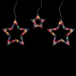 100-Count Multi-Color Star Shaped Mini Icicle Christmas Lights, 7ft White Wire