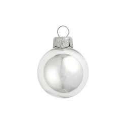 28ct Silver Shiny Glass Christmas Ball Ornaments 2" (50mm)
