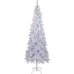 7.5' Pre-Lit White Winston Pine Artificial Christmas Tree, Multi LED Lights