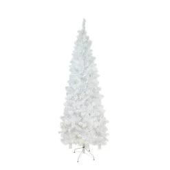 7.5' Pre-Lit White Pencil Pine Artificial Christmas Tree - Warm White LED Lights