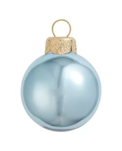 2ct Sky Blue And Gold Shiny Glass Christmas Ball Ornaments 6" (150mm)