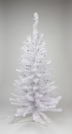 4' Pre Lit White Iridescent Pine Artificial Christmas Tree - Green Lights